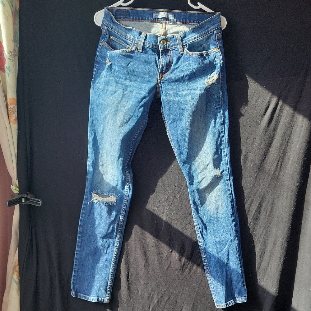 Levi's 524 Distressed Blue Skinny Jeans
